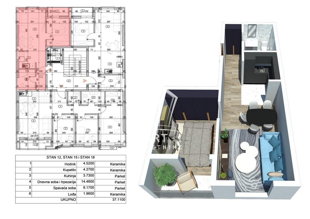 Stan na prodaju u Beogradu, Dušanovac, jednoiposoban, 37m2, cena 140832 evra