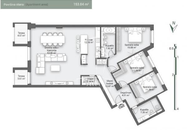 Stan na prodaju u Beogradu, Slavija, cetvorosoban, 154m2, cena 1076880 evra