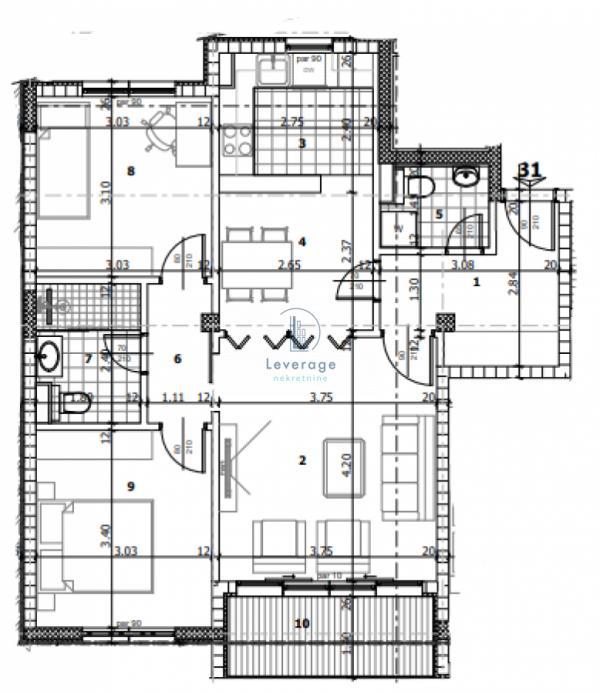 Stan na prodaju u Beogradu, Lion, trosoban, 68m2, cena 249587 evra
