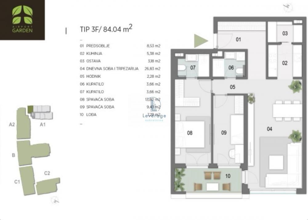 Stan na prodaju u Beogradu, Novi Beograd blok 65, trosoban, 84m2, cena 352800 evra