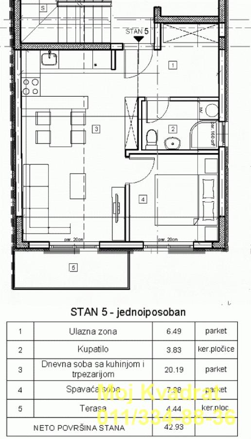 Stan na prodaju u Beogradu, Olimp, jednoiposoban, 43m2, cena 142900 evra