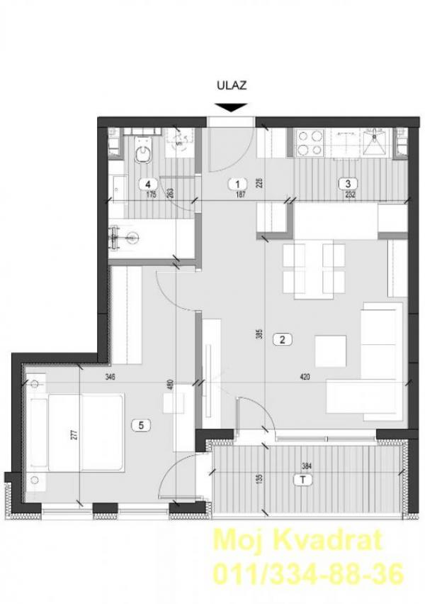 Stan na prodaju u Beogradu, Zeleno brdo, dvosoban, 48m2, cena 142650 evra