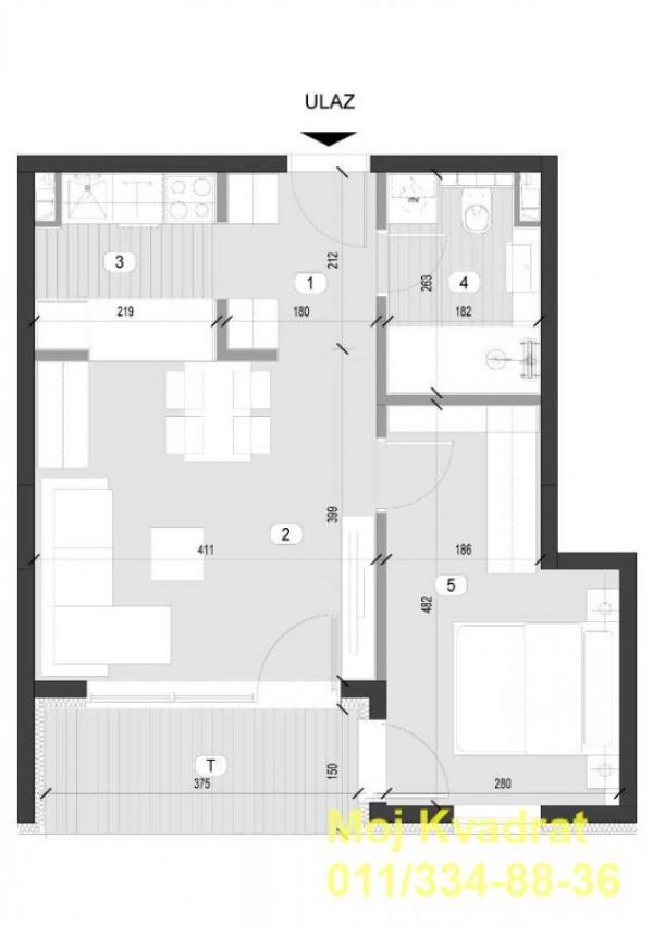 Stan na prodaju u Beogradu, Zeleno brdo, dvosoban, 46m2, cena 138600 evra