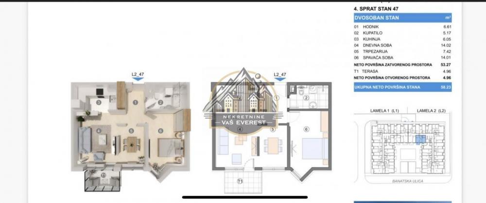 Stan na prodaju u Beogradu, Gornji grad, dvoiposoban, 58m2, cena 203805 evra