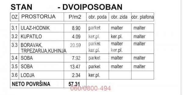 Stan na prodaju u Beogradu, Gornji grad, dvoiposoban, 57m2, cena 171930 evra