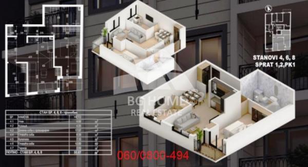 Stan na prodaju u Beogradu, Pašino brdo, dvoiposoban, 56m2, cena 178784 evra