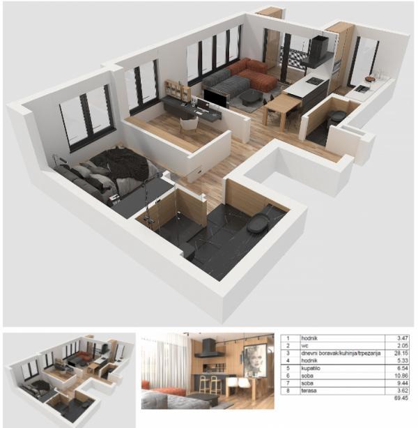 Stan na prodaju u Beogradu, Banovo brdo, trosoban, 69m2, cena 2430075 evra