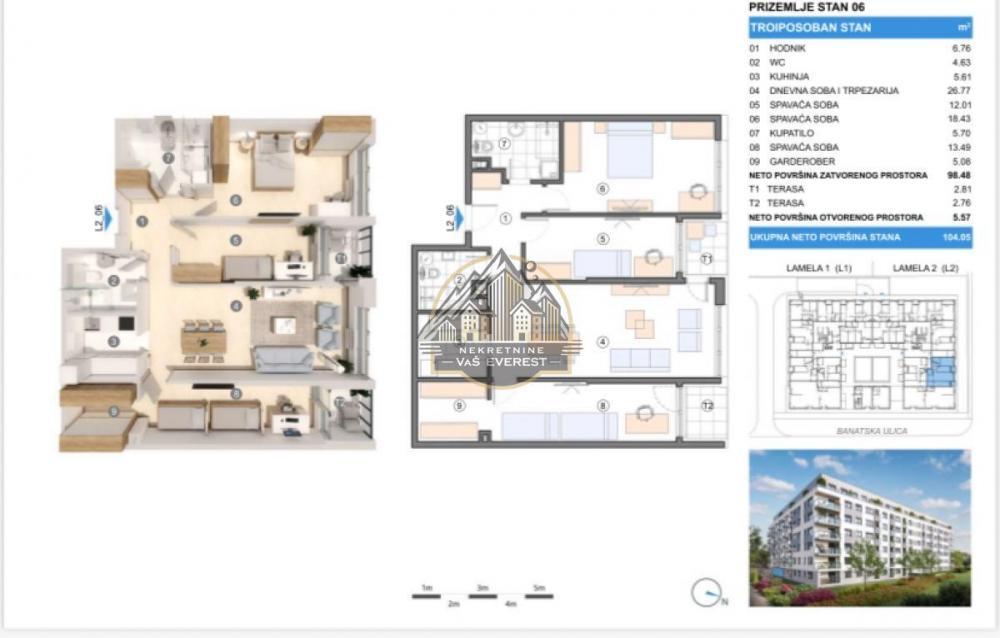 Stan na prodaju u Beogradu, Gornji grad, troiposoban, 104m2, cena 275733 evra