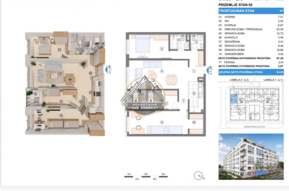 Stan na prodaju u Beogradu, Gornji grad, troiposoban, 94m2, cena 249233 evra