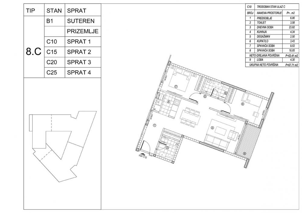 Stan na prodaju u Beogradu, Voždovac, trosoban, 68m2, cena 192906 evra