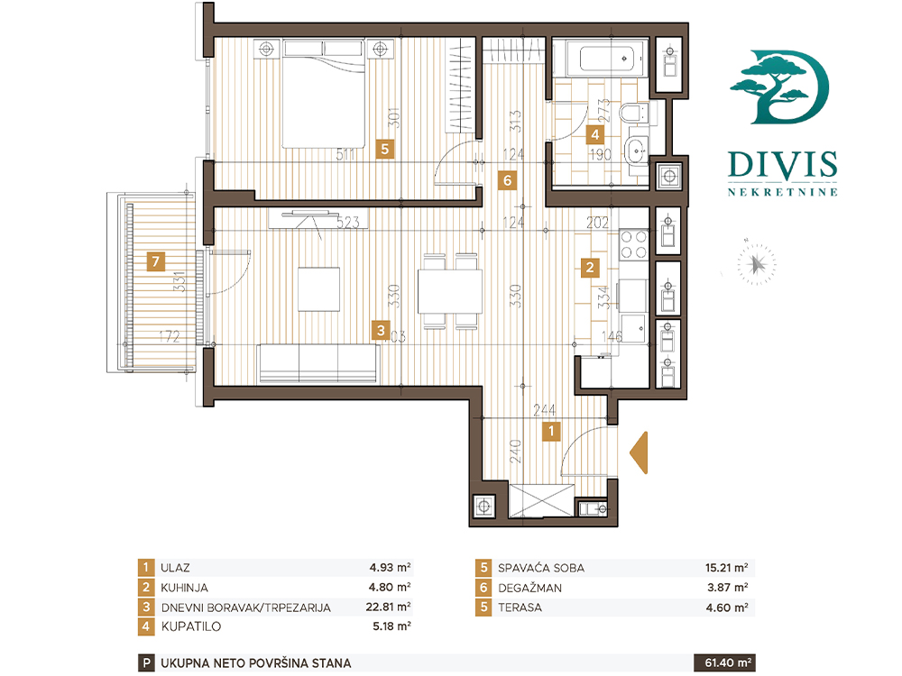 Stan na prodaju u Beogradu, Novi Beograd,Bežanijska kosa, dvosoban, 59m2, cena 250000 evra