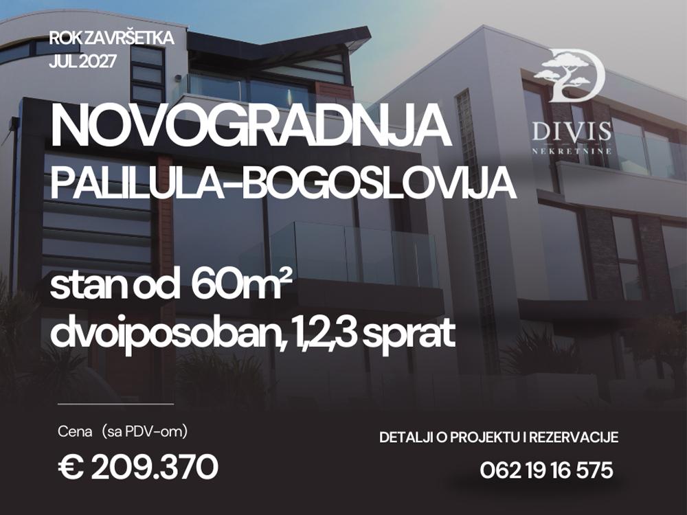Stan na prodaju u Beogradu, Bogoslovija,Palilula, dvoiposoban, 60m2, cena 209370 evra