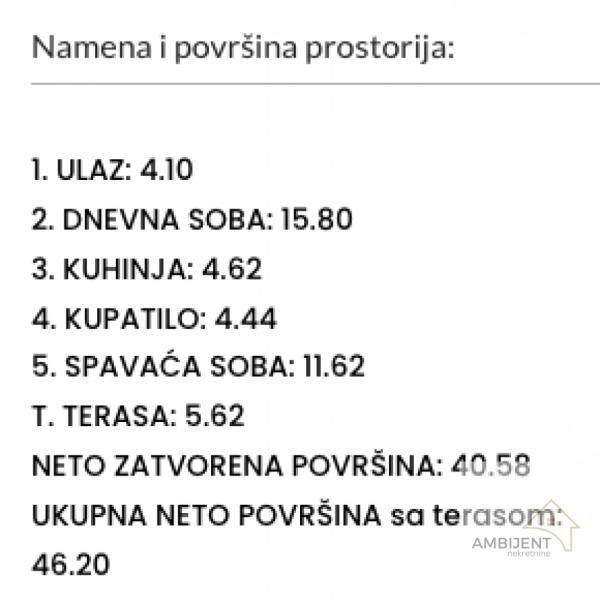 Stan na prodaju u Beogradu, Zvezdara, dvosoban, 46m2, cena 120120 evra