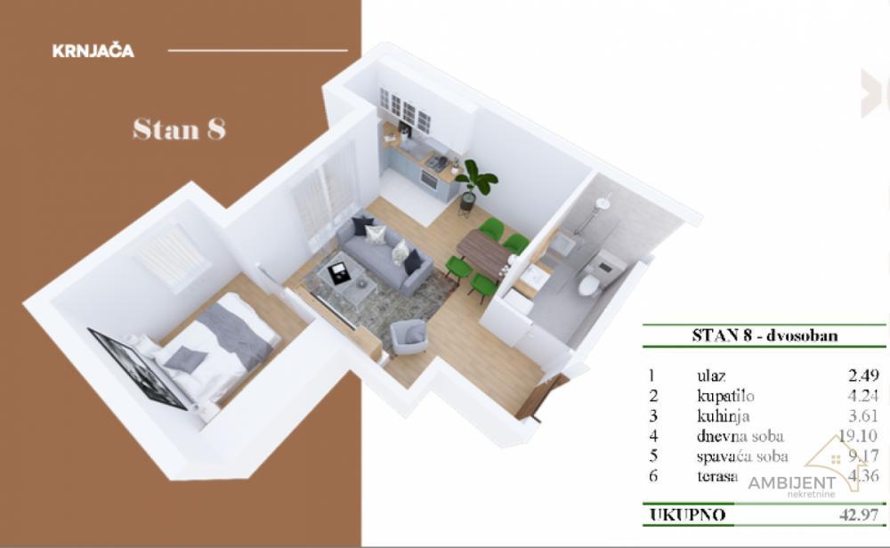 Stan na prodaju u Beogradu, Krnjača, dvosoban, 42m2, cena 75198 evra