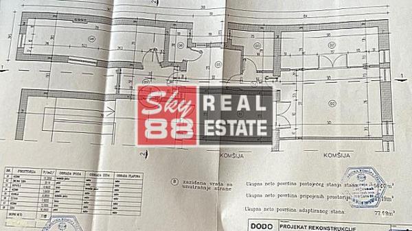 Stan na prodaju u Beogradu, Stari grad, dvoiposoban, 77m2, cena 385000 evra