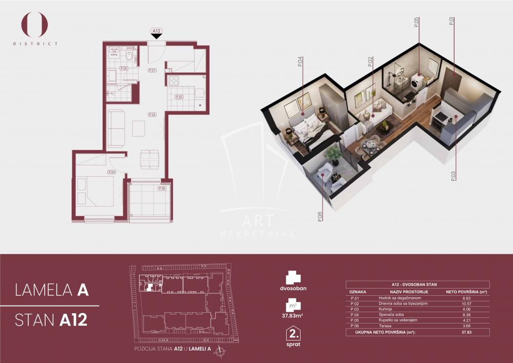 Stan na prodaju u Beogradu, Palilula, dvosoban, 38m2, cena 74903 evra