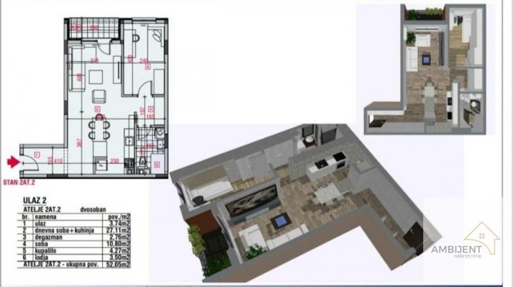 Stan na prodaju u Beogradu, Batajnica, jednoiposoban, 52m2, cena 88400 evra