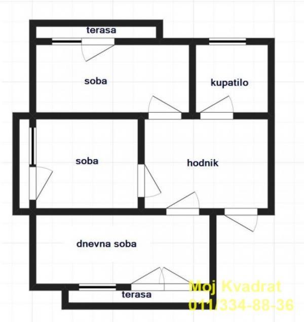 Stan na prodaju u Beogradu, Žarkovo, trosoban, 64m2, cena 193000 evra