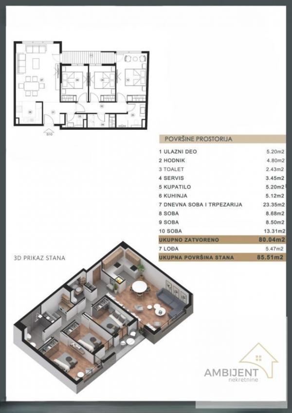 Stan na prodaju u Beogradu, Vračar (Centar), cetvorosoban, 86m2, cena 412800 evra