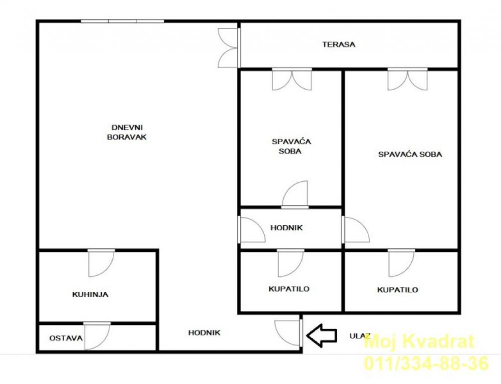 Stan na prodaju u Beogradu, Novi Beograd blok 60, trosoban, 84m2, cena 336000 evra