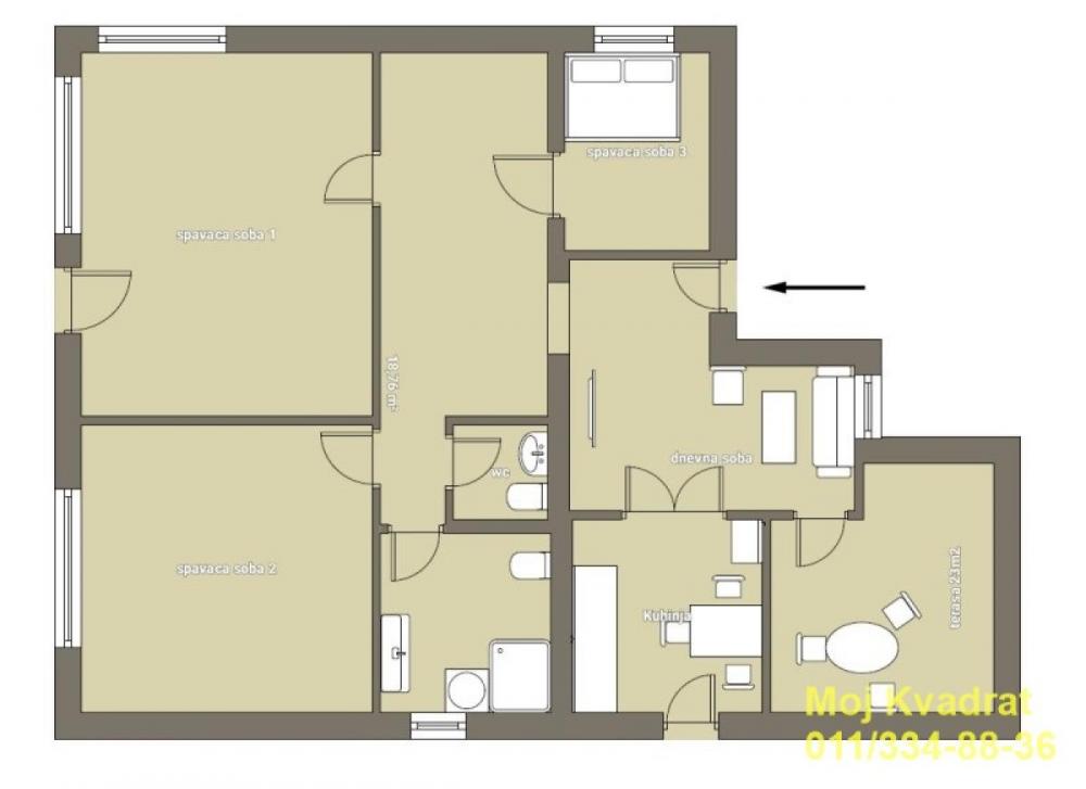 Stan na prodaju u Beogradu, Autokomanda, cetvorosoban, 116m2, cena 265000 evra
