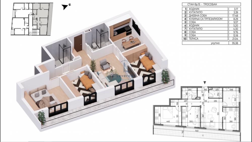 Stan na prodaju u Beogradu, Medaković, troiposoban, 95m2, cena 267064 evra