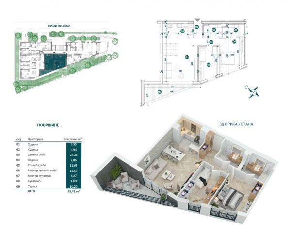 Stan na prodaju u Beogradu, Dedinje, trosoban, 83m2, cena 412049 evra