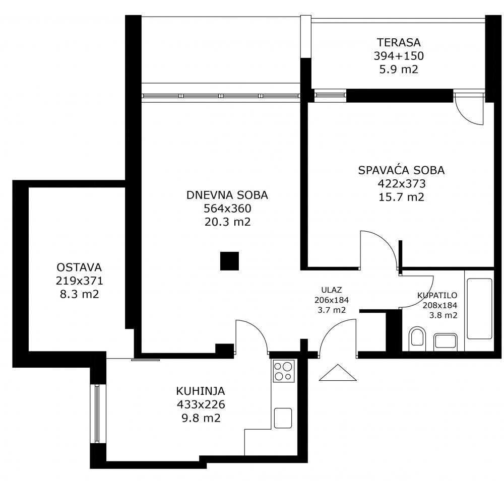 Stan na prodaju u Beogradu, Čukarica, dvosoban, 66m2, cena 158000 evra