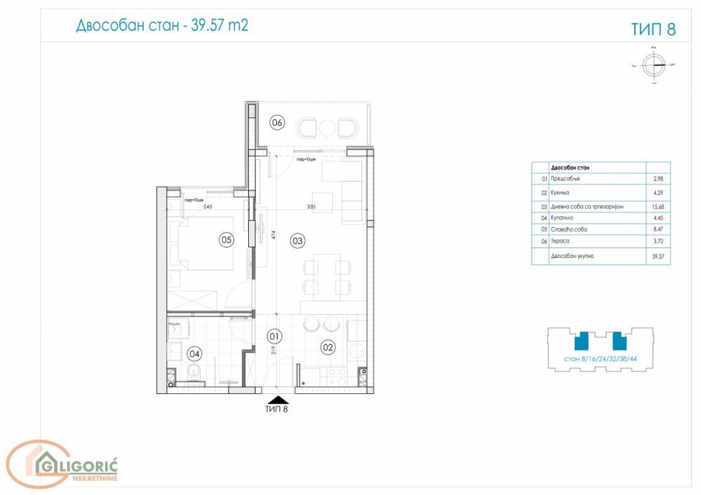 Stan na prodaju u Beogradu, Ledine, dvosoban, 40m2, cena 104861 evra