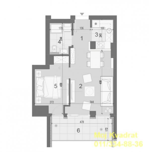 Stan na prodaju u Beogradu, Novi Beograd blok 68, dvosoban, 45m2, cena 225000 evra