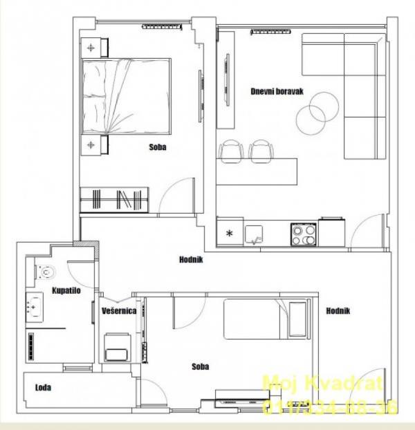 Stan na prodaju u Beogradu, Novi Beograd blok 32 (Crkva Sv. Dimitrija), dvoiposoban, 61m2, cena 240000 evra