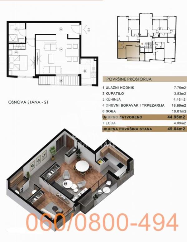 Stan na prodaju u Beogradu, Vračar, dvosoban, 49m2, cena 245200 evra