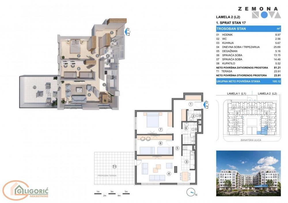 Stan na prodaju u Beogradu, Gornji grad, trosoban, 105m2, cena 304848 evra