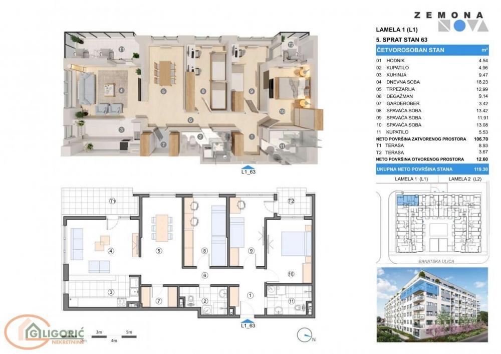 Stan na prodaju u Beogradu, Gornji grad, cetvorosoban, 119m2, cena 363865 evra