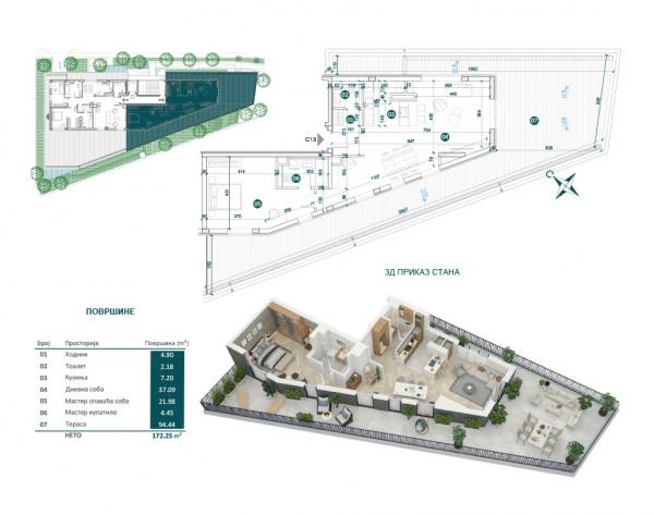 Stan na prodaju u Beogradu, Dedinje, trosoban, 124m2, cena 613805 evra