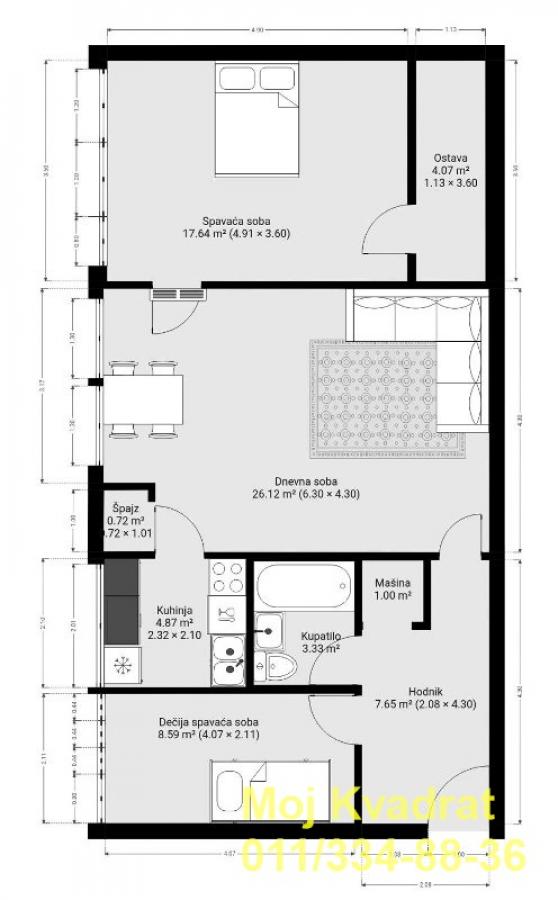 Stan na prodaju u Beogradu, Konjarnik, trosoban, 73m2, cena 210000 evra