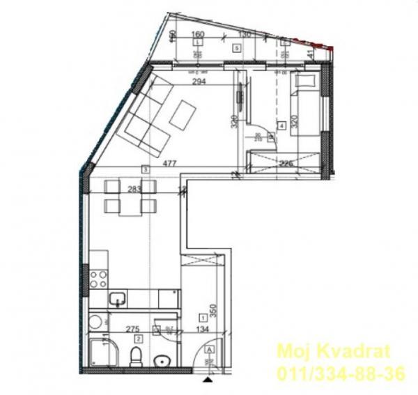 Stan na prodaju u Beogradu, Učiteljsko naselje, jednoiposoban, 46m2, cena 161500 evra