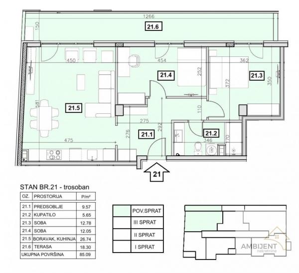 Stan na prodaju u Beogradu, trosoban, 85m2, cena 280797 evra