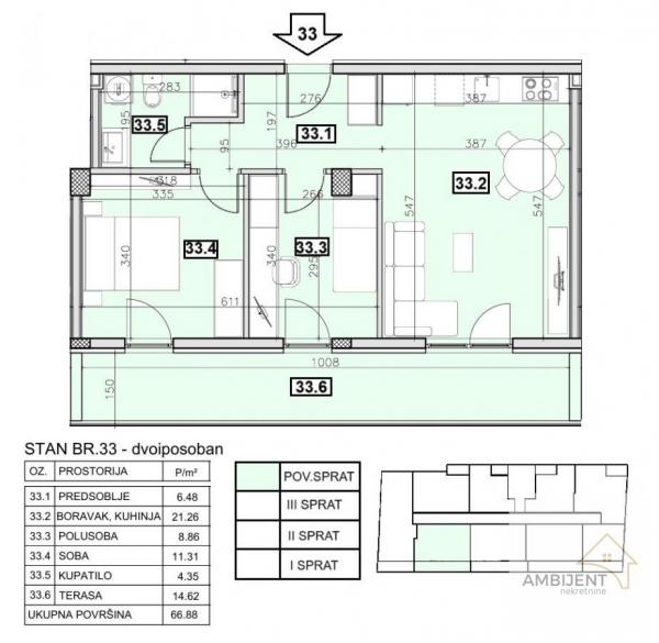 Stan na prodaju u Beogradu, dvoiposoban, 66m2, cena 220704 evra