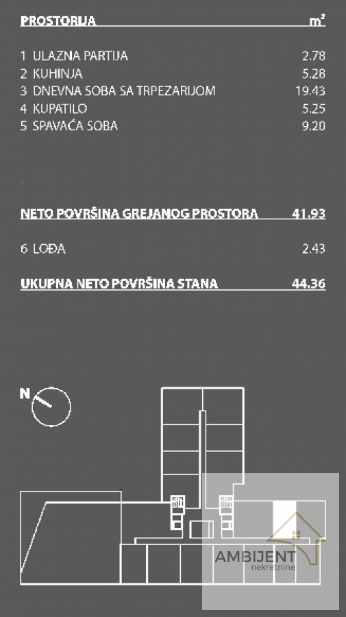 Stan na prodaju u Beogradu, Novi Beograd blok 41A (Expo centar), jednoiposoban, 44m2, cena 177440 evra