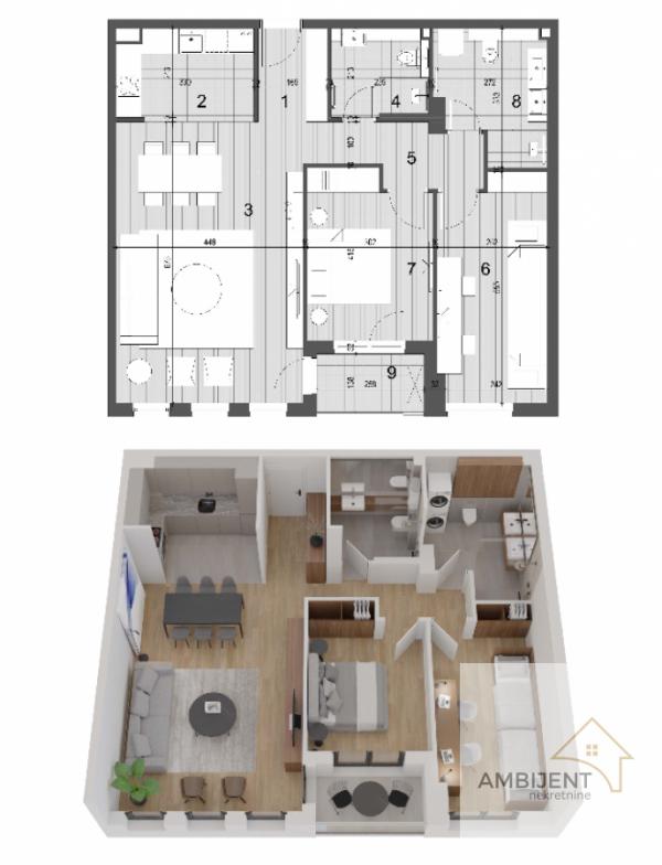 Stan na prodaju u Beogradu, Novi Beograd blok 41A (Expo centar), trosoban, 85m2, cena 308705 evra