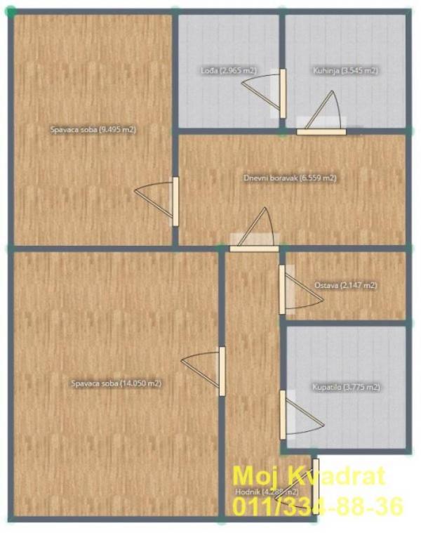 Stan na prodaju u Beogradu, Hadžipopovac, trosoban, 58m2, cena 209000 evra