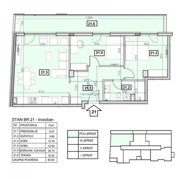 Stan na prodaju u Beogradu, Tošin bunar, trosoban, 85m2, cena 299516 evra