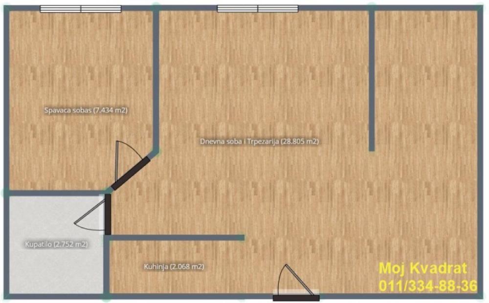 Stan na prodaju u Beogradu, Mirijevo, jednoiposoban, 44m2, cena 120000 evra