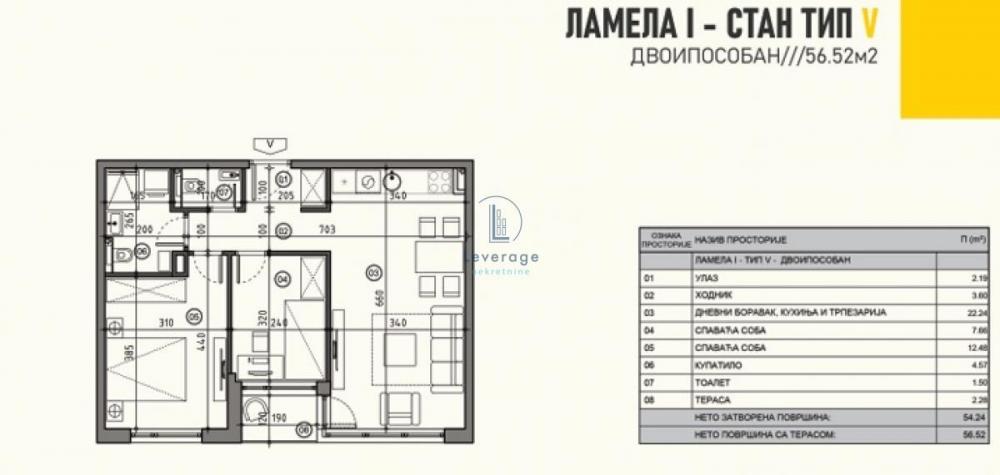 Stan na prodaju u Beogradu, Bulevar kralja Aleksandra, dvoiposoban, 56m2, cena 169560 evra