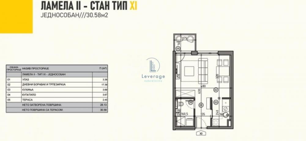 Stan na prodaju u Beogradu, Bulevar kralja Aleksandra, jednosoban, 30m2, cena 91740 evra