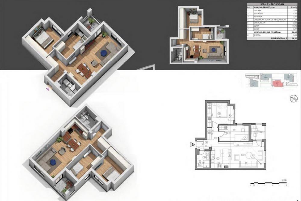 Stan na prodaju u Beogradu, Novi Beograd, dvosoban, 60m2, cena 257271 evra