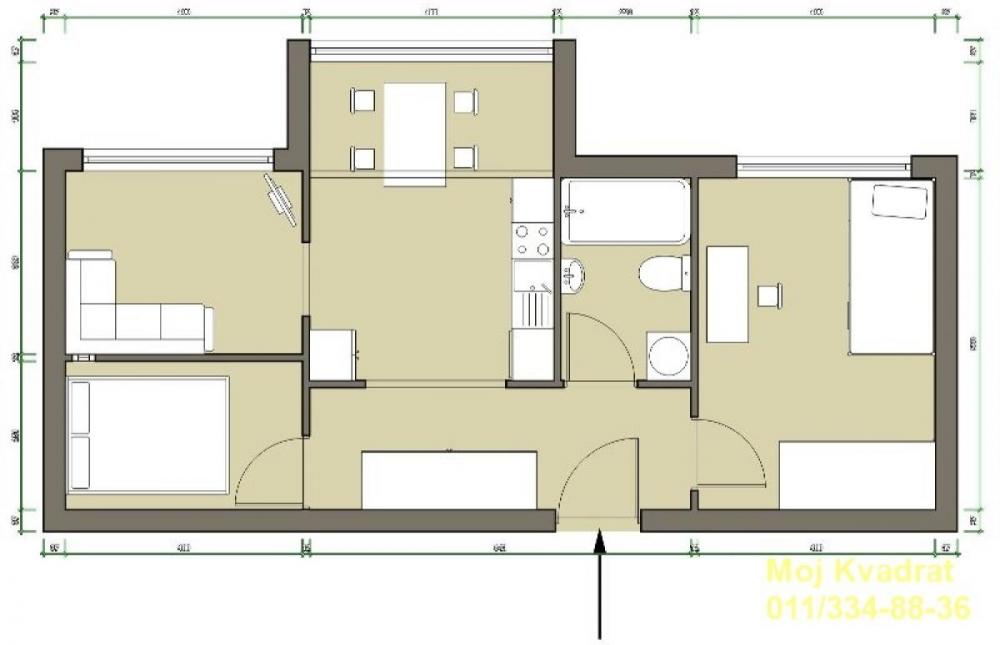 Stan na prodaju u Beogradu, Kanarevo brdo, dvoiposoban, 56m2, cena 155000 evra