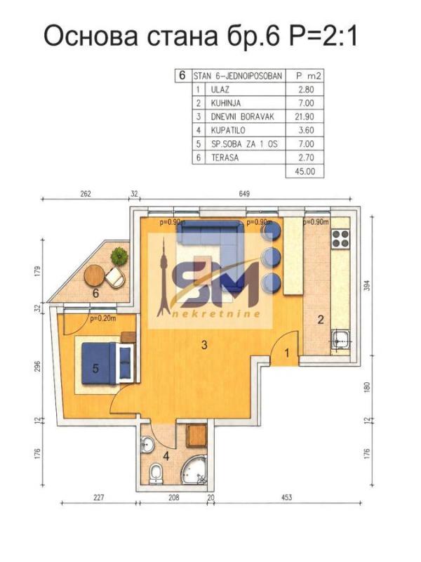 Stan na prodaju u Beogradu, Žarkovo, dvosoban, 45m2, cena 126000 evra