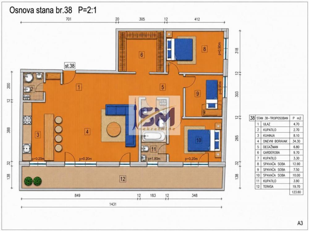 Stan na prodaju u Beogradu, Žarkovo, cetvorosoban, 124m2, cena 370800 evra